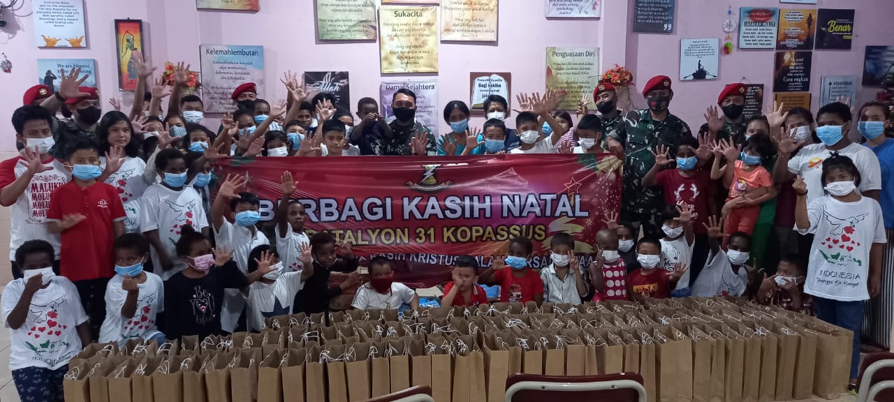 Sambut Natal 2021 dan Tahun Baru 2022 Grup 3 Kopassus Berbagi Kasih di Panti Asuhan