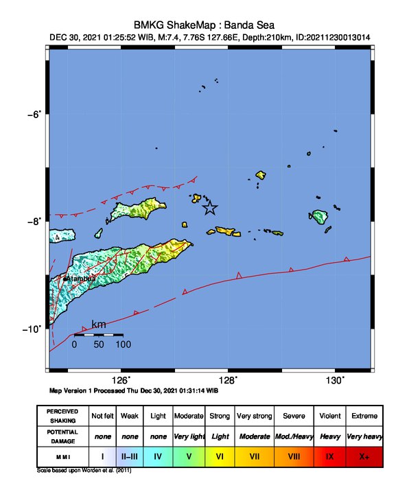 Guncangan Kuat Gempa M7,4 DIrasakan Warga Wilayah Maluku Barat Daya