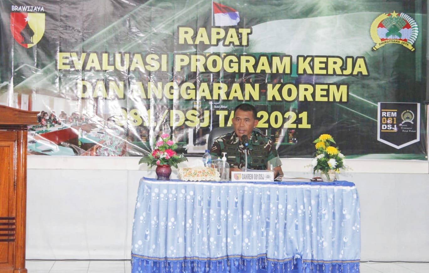 Dari Watulimo Trenggalek, Danrem 081/DSJ Pimpin Rapat Evaluasi Progja dan Anggaran TA 2021