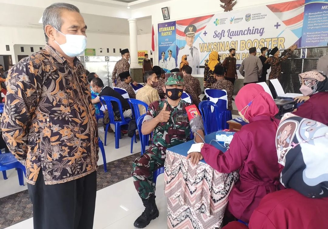 Danramil 0801/06 Bandar Hadiri Kegiatan Soft Launching Vaksinasi Booster