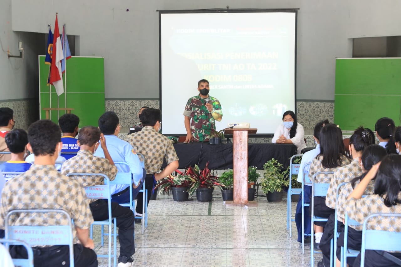 Kodim 0808/Blitar Sosialisasi Penerimaan Prajurit TNI AD, Khusus Dari Kalangan Santri dan Lintas Agama