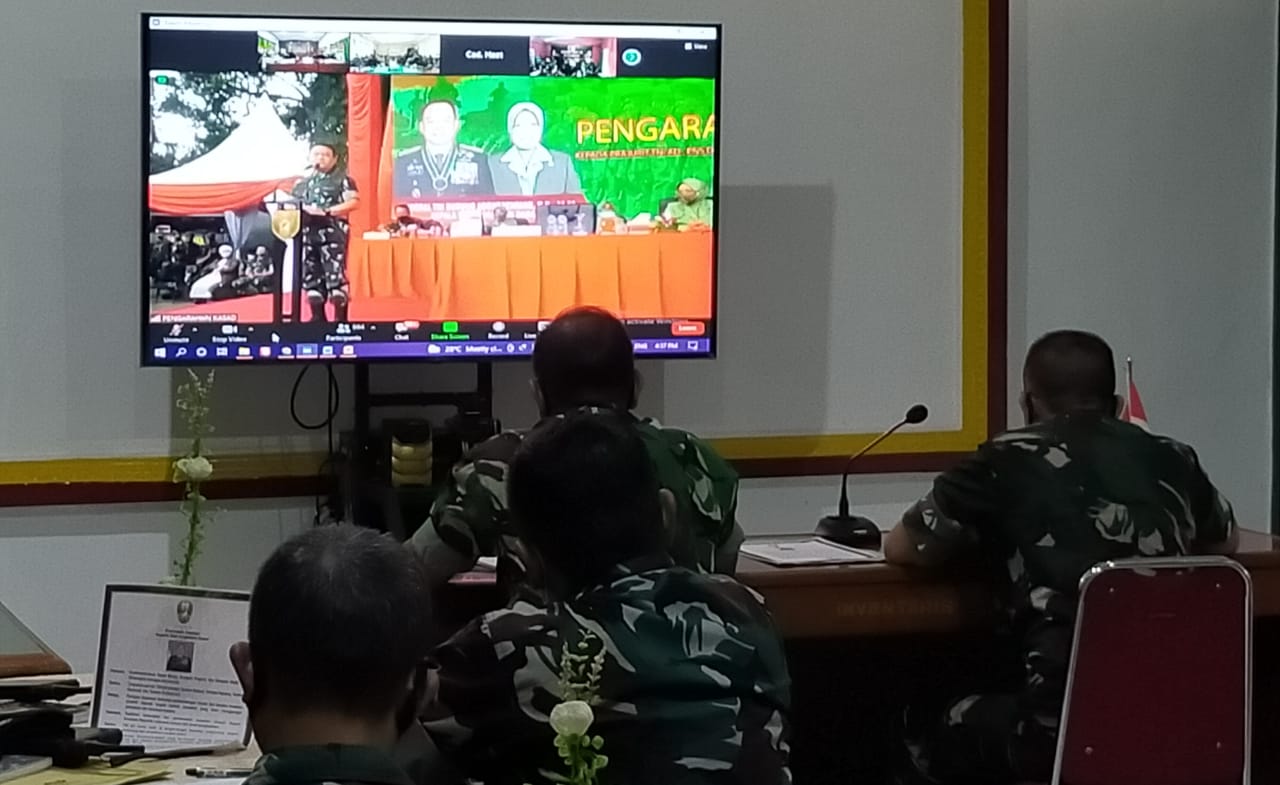 Dandim 0801/Pacitan Bersama Seluruh Perwira Ikuti Pengarahan KASAD Secara Virtual