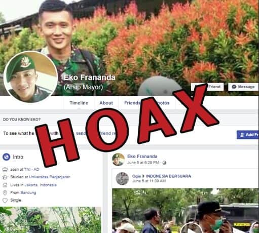 Dispenad Kembali Tegaskan Akun FB Eko Frananda Berlatar Belakang Prajurit TNI AD Adalah Akun Palsu