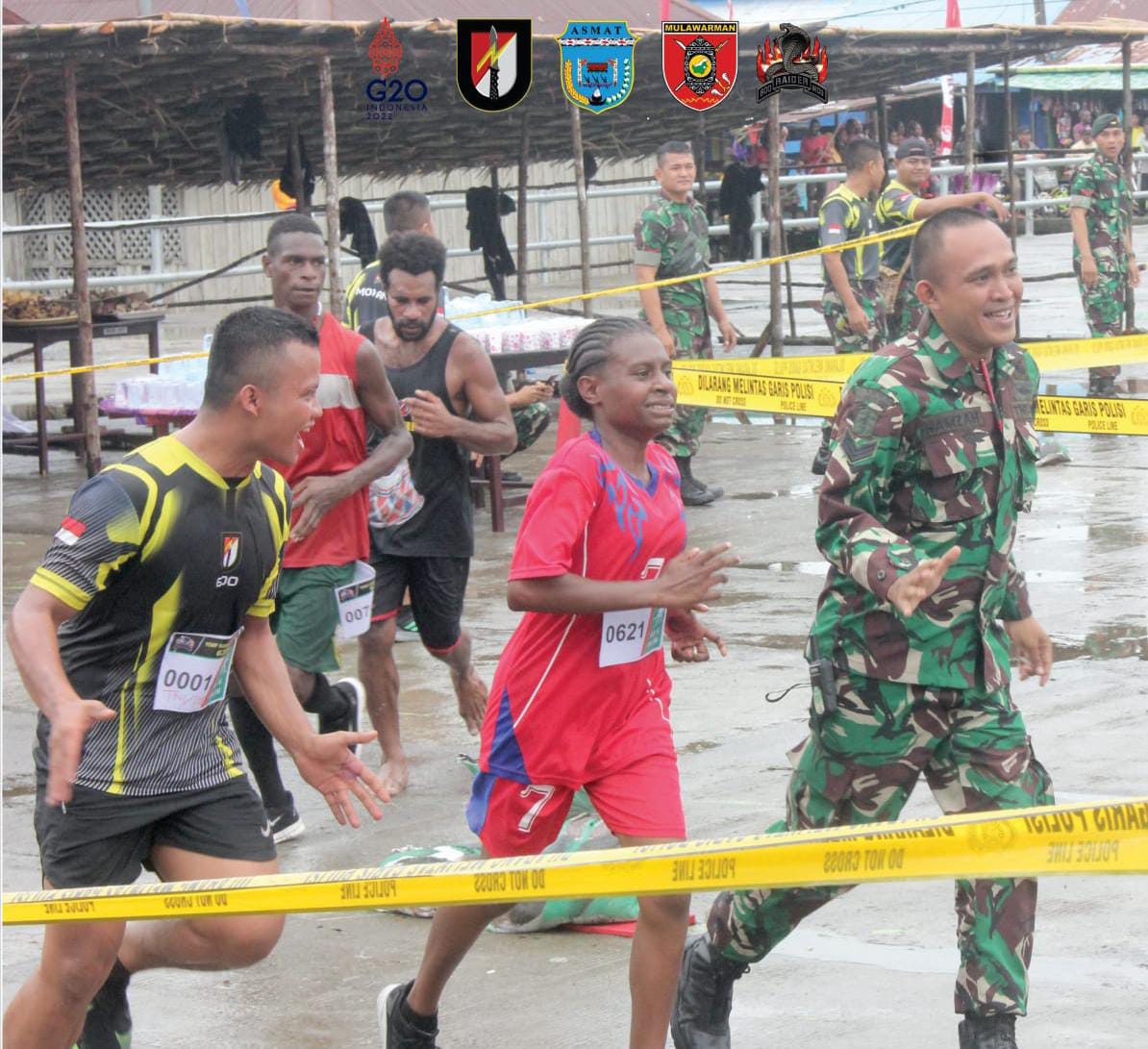 Lomba lari Yonif Raider 600 / Modang 10K dimenangkan oleh anak 15 Tahun dari Kab Asmat Papua