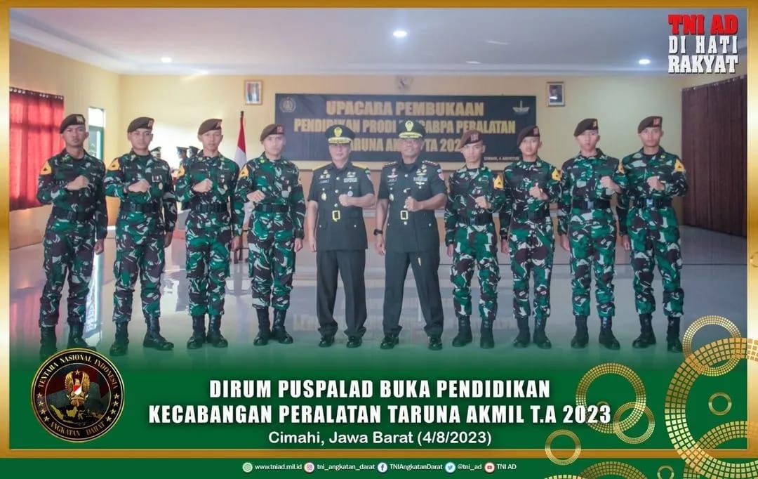 Dirum Puspalad Buka Pendidikan Kecabangan Perwira Peralatan Taruna Akmil T.A 2023