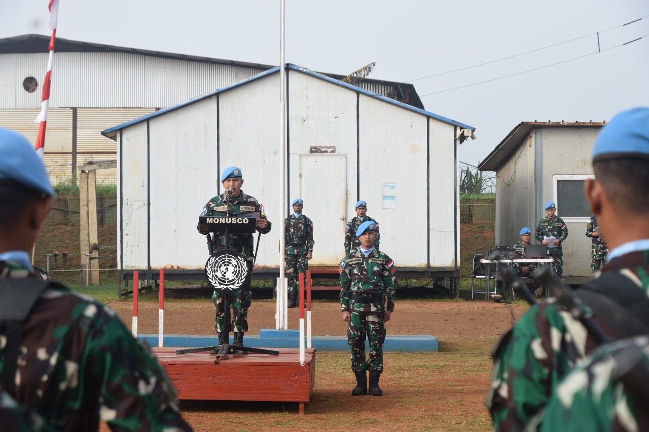 Satgas Kizi Kontingen Garuda XX- T Monusco Upacara Kemerdekaan RI di Kongo